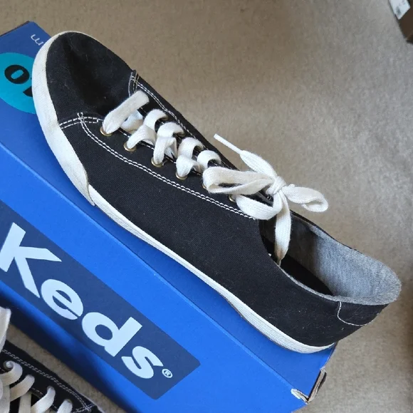 Keds Black Canvas Sneakers with White Accents - Picture 3 of 6